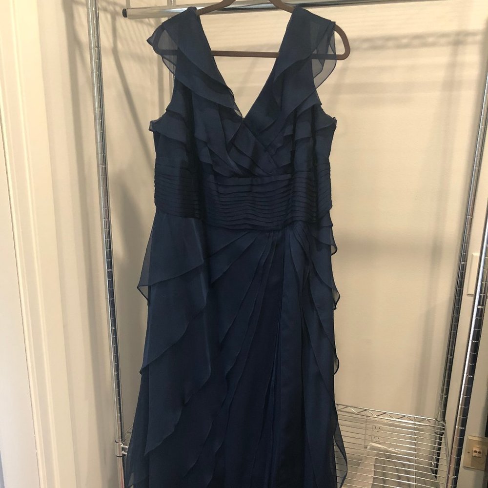 Adrianna Papell 20 formal navy ruffle dress